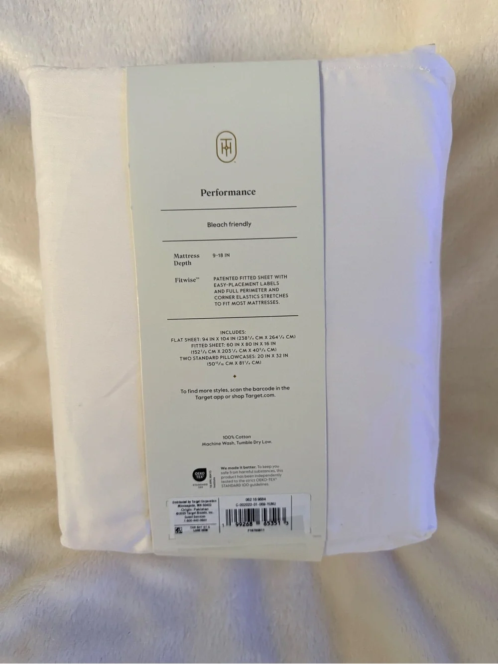 Threshold White Performance Sheet Set with Red Embroidery